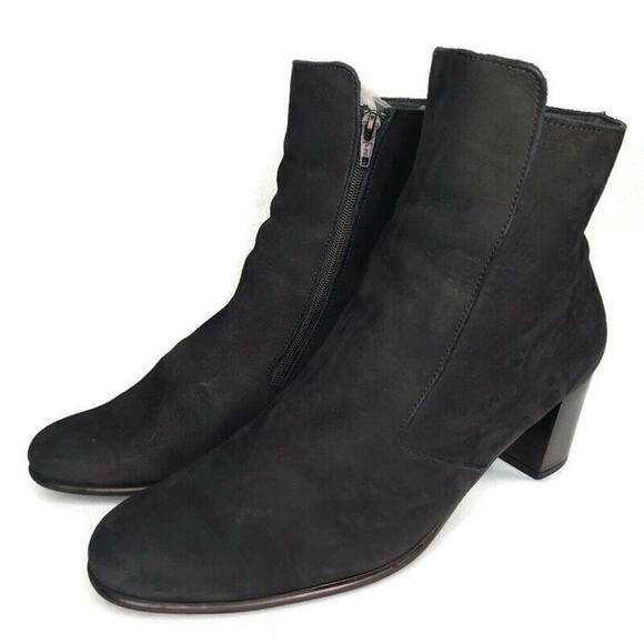 Arche Womens Nubuck Leather Round Toe Zip Up Heel Ankle Boots Black Size 40 9 US - Picture 1 of 14
